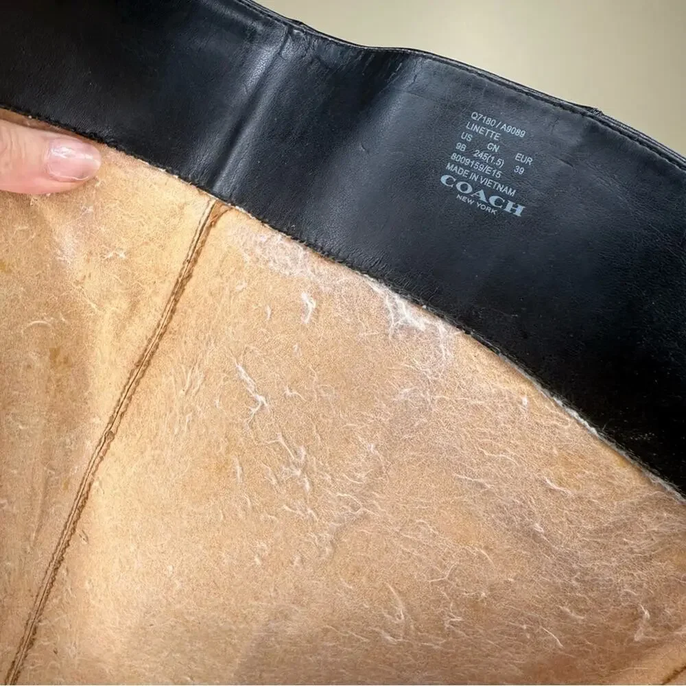 Coach Linette Tall Leather Riding Boots Black Size 9 Pre-Worn
